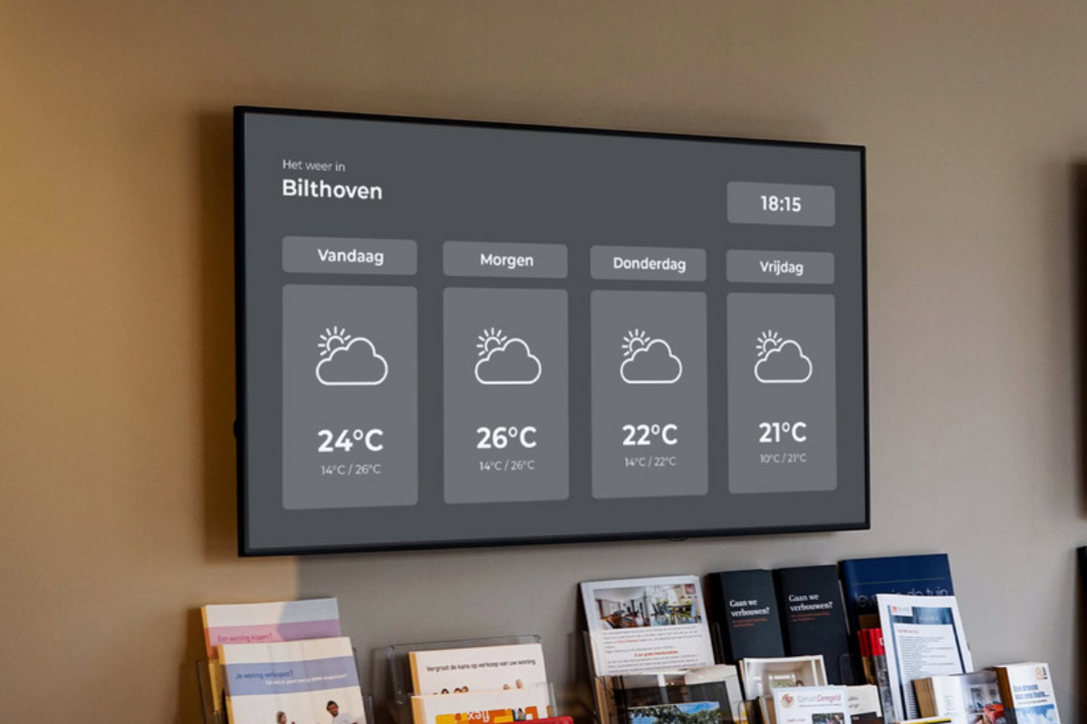 Beheerder past content in real-time aan op digital signage schermen