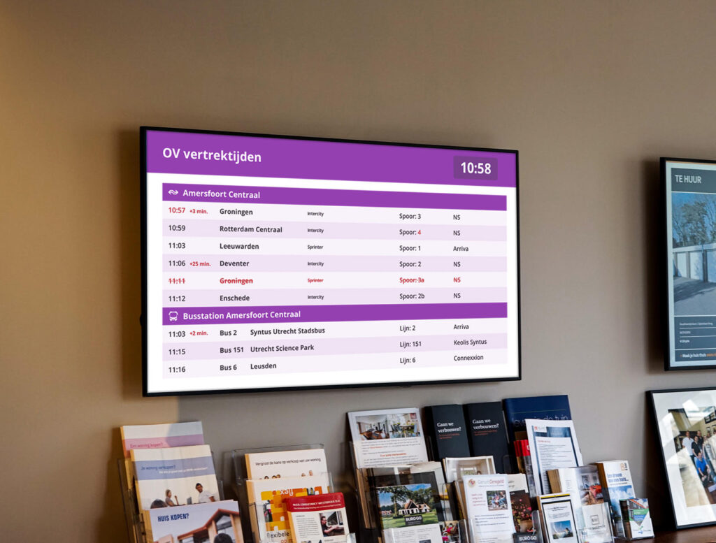 De nieuwe OV-functie van Viewie Media voor je narrowcasting schermen